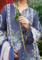 (MF1225) ELAF| UNSTITCHED 3PC HEAVY EMB LAWN WITH PRINTED CHIFFON DUPATTA