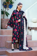 Baroque — 3pc on Digital Lawn with 4 side printed Lawn Dopatta image 2