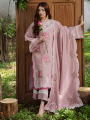 (MF123) PARISHAY| UNSTITCHED 3PC HEAVY EMB PREMIUM LAWN WITH READY TO WEAR EMB 4 SIDE KHAADI NET DUPATA