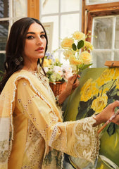 (MF1221) KAHF| UNSTITCHED 3PC HEAVY EMB LAWN WITH READY TO WEAR SLUB NET PRINTED PLUS EMB DUPATTA