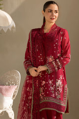 (MF12990) SOBIA NAZIR| UNSTITCHED 3PC HEAVY EMB PREMIUM LAWN WITH KHAADI NET EMB DUPATTA