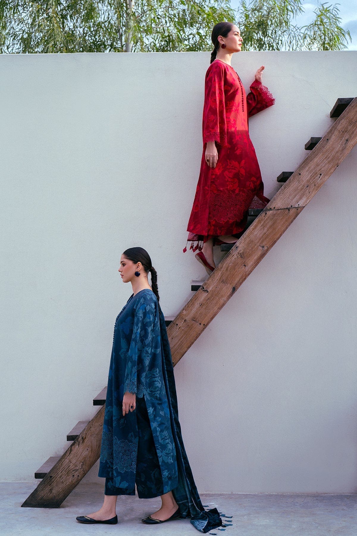 Baroque — 3pc on Digital Lawn with 4 side printed Lawn Dopatta image 3