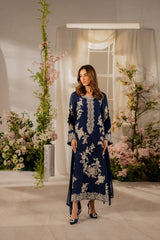 (MF1209) VINTAGE| UNSTITCHED 3PC HEAVY EMB PREMIUM LAWN WITH BAMBER CHIFFON DUPATTA