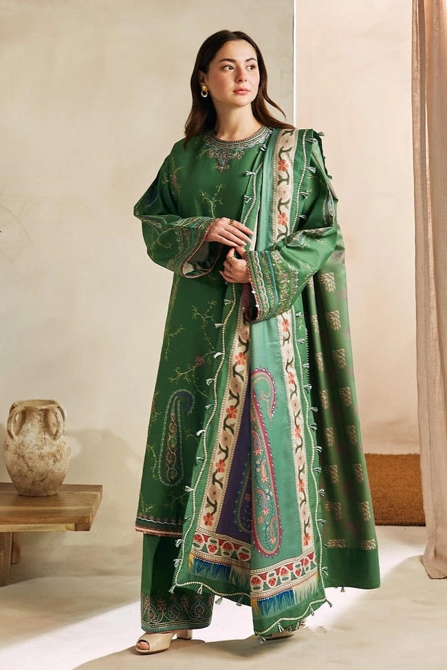 Zarashahjahan — 3pc on emb Lawn with  Digital Dimond print Dopatta image 1