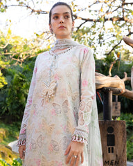 (MF003) MARIA.B| UNSTITCHED 3PC HEAVY EMB PREMIUM LAWN WITH READY TO WEAR CHIFFON PRINTED AND EMB DUPATTA