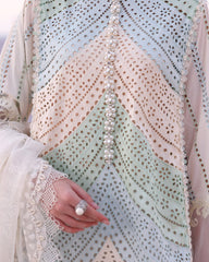(MF1299) MARIA.B| UNSTITCHED 3PC CHIKKANKARI HEAVY EMB PREMIUM LAWN WITH READY TO WEAR SILK AND EMB DUPATTA