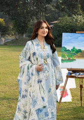 (MF005) ELAF| UNSTITCHED 3PC HEAVY EMB PREMIUM LAWN WITH READY TO WEAR CHIFFON PRINTED AND EMB DUPATTA ￼