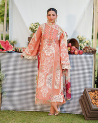 (MF001) ELAF| UNSTITCHED 3PC HEAVY EMB PREMIUM LAWN WITH DIAMOND PRINTED DUPATTA