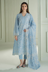 (MF1289) CROSS STITCH| UNSTITCHED 3PC HEAVY EMB PREMIUM LAWN WITH INDIAN PRINTED CHIFFON DUPATTA