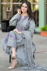 (MF12011)Mushq| UNSTITCHED 3PC HEAVY EMB PREMIUM LAWN WITH CHIFFON EMB DUPATTA