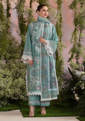 (MF1217) SOBIA NAZIR | UNSTITCHED 3PC HEAVY EMB LAWN WITH READY TO WEAR KHAADI NET PRINTED DUPATTA