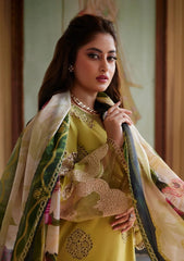 (MF1240) ELAF| UNSTITCHED 3PC HEAVY EMB PREMIUM LAWN WITH PRINTED CHIFFON DUPATTA