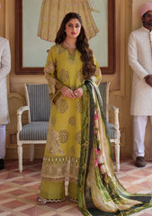 (MF1240) ELAF| UNSTITCHED 3PC HEAVY EMB PREMIUM LAWN WITH PRINTED CHIFFON DUPATTA