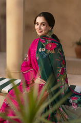 (MF1262) SAIRA RIZWAN| UNSTITCHED 3PC HEAVY EMB PREMIUM LAWN WITH READY TO WEAR KHAADI-NET EMB DUPATTA