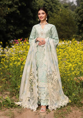 (MF009) KAHF| UNSTITCHED 3PC HEAVY EMB PREMIUM LAWN WITH READY TO WEAR KHAADI-NET EMB DUPATTA ￼