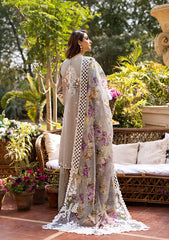 (MF0011) ELAF| UNSTITCHED 3PC HEAVY EMB PREMIUM LAWN WITH READY TO WEAR KHAADI- NET EMB DUPATTA ￼