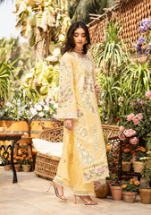 (MF1236) ROSHNE| UNSTITCHED 3PC HEAVY EMB PREMIUM LAWN WITH READY TO WEAR KHAADI-NET EMB DUPATTA