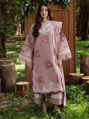 (MF123) PARISHAY| UNSTITCHED 3PC HEAVY EMB PREMIUM LAWN WITH READY TO WEAR EMB 4 SIDE KHAADI NET DUPATA