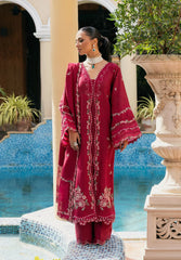(MF1263) ELAF| UNSTITCHED 3PC HEAVY EMB PREMIUM LAWN WITH READY TO WEAR KHAADI-NET EMB DUPATTA