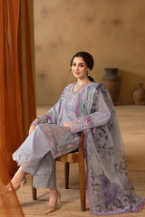 (MF513) SAIRA RIZWAN| UNSTITCHED 3PC HEAVY EMB LAWN WITH EMB CHIFFON READY TO WEAR DUPATTA