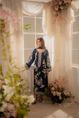 (MF1209) VINTAGE| UNSTITCHED 3PC HEAVY EMB PREMIUM LAWN WITH BAMBER CHIFFON DUPATTA