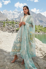 (MF1239) CRIMSON| UNSTITCHED 3PC HEAVY CHIKKANKARI PREMIUM￼ LAWN WITH READY TO WEAR KHAADI-NET EMB DUPATTA