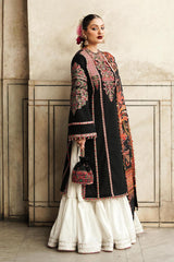 HUSSAIN REHAR ON UNSTITCHED 3PC DHANAK HEAVY EMB WITH PRINTED WOOL SHAWL