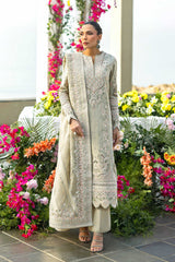 MF225) AKBAR ASLAM| UNSTITCHED 3PC HEAVY CHIKKANKARI EMB PREMIUM LAWN WITH READY TO WEAR EMB CHIFFON DUPATTA