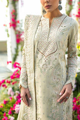 MF225) AKBAR ASLAM| UNSTITCHED 3PC HEAVY CHIKKANKARI EMB PREMIUM LAWN WITH READY TO WEAR EMB CHIFFON DUPATTA