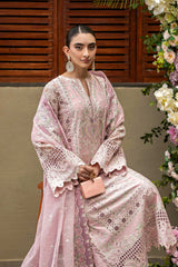 (MF226) AKBAR ASLAM| UNSTITCHED 3PC HEAVY EMB PREMIUM LAWN WITH READY TO WEAR EMB KHAADI NET DUPATTA
