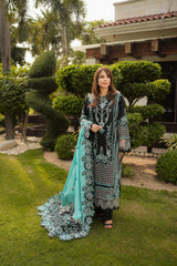 (MF230) ANEELAS| UNSTITCHED 3PC HEAVY EMB PREMIUM LAWN WITH READY TO WEAR EMB KHAADI NET DUPATTA