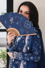 (MF238) QALAMKAR| UNSTITCHED 3PC HEAVY EMB PREMIUM LAWN WITH READY TO WEAR EMB CHIFFON DUPATTA