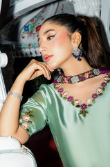 (MF239) MURK| UNSTITCHED 3PC EMB PREMIUM SHEMOZ SILK WITH EMB CHIFFON DUPATTA AND TROUSER EMB
