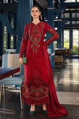 MF1336| MARIA.B UNSTITCHED 3PC HEAVY EMB PREMIUM DHANAK WITH READY TO WEAR EMB DHANAK SHAWL
