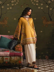 MF1341| ETHNIC UNSTITCHED 3PC HEAVY EMB PREMIUM DHANAK WITH READY TO WEAR PRINTED COTRIA SHAWL