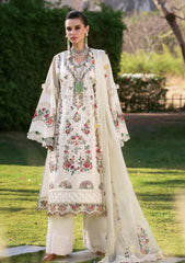 MF1343| REPUBLIC UNSTITCHED 3PC HEAVY EMB PREMIUM DHANAK WITH READY TO WEAR EMB KHAADI NET SHAWL