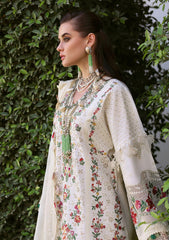 MF1343| REPUBLIC UNSTITCHED 3PC HEAVY EMB PREMIUM DHANAK WITH READY TO WEAR EMB KHAADI NET SHAWL