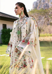 MF1343| REPUBLIC UNSTITCHED 3PC HEAVY EMB PREMIUM DHANAK WITH READY TO WEAR EMB KHAADI NET SHAWL