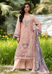 MF1345| ELAF UNSTITCHED 3PC HEAVY EMB PREMIUM DHANAK WITH READY TO WEAR EMB & PRINTED WOOL SHAWL