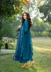 MF1346| ELAF UNSTITCHED 3PC HEAVY EMB PREMIUM DHANAK WITH READY TO WEAR EMB DHANAK SHAWL