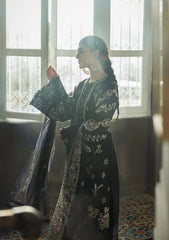 MF1347| KAHF UNSTITCHED 3PC HEAVY EMB PREMIUM DHANAK WITH READY TO WEAR EMB DHANAK SHAWL