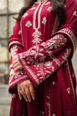 MF1357| ANEELAS UNSTITCHED 3PC HEAVY EMB PREMIUM DHANAK WITH DHANAK EMB SHAWL