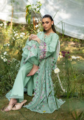 MF1348| ELAF UNSTITCHED 3PC HEAVY EMB PREMIUM DHANAK WITH READY TO WEAR EMB & PRINTED WOOL SHAWL