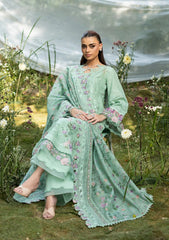 MF1348| ELAF UNSTITCHED 3PC HEAVY EMB PREMIUM DHANAK WITH READY TO WEAR EMB & PRINTED WOOL SHAWL