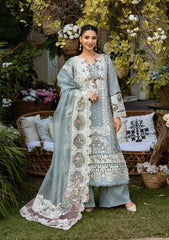 MF1337| ELAF UNSTITCHED 3PC HEAVY EMB PREMIUM DHANAK WITH READY TO WEAR EMB KHAADI NET DUPATTA