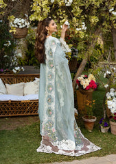 MF1337| ELAF UNSTITCHED 3PC HEAVY EMB PREMIUM DHANAK WITH READY TO WEAR EMB KHAADI NET DUPATTA