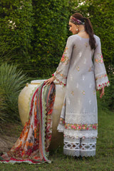 Mushq on emb Lawn with voil diamond printed Dopatta