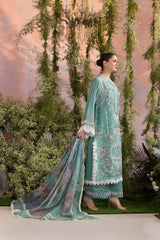 Qalamkar on chickankari lawn with voil printed dopatta