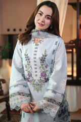Qalamkar on heavy emb lawn with voil printed dopatta
