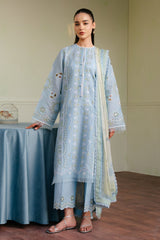 Zarashahjahan on chickankari lawn with diamond voil printed dopatta